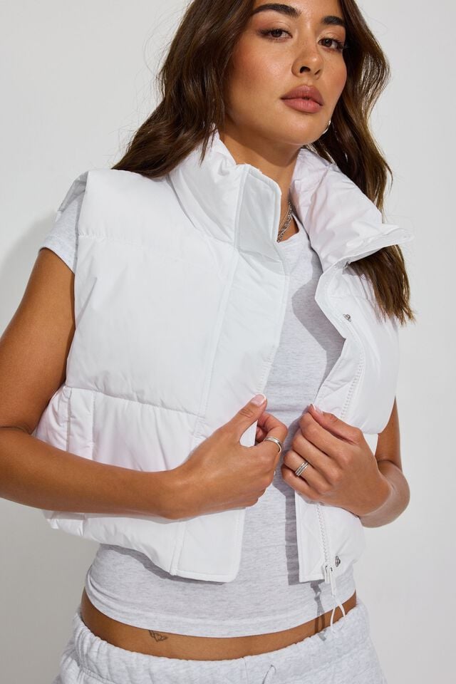 Women Garage Mini 2.0 Puffer Vest White | A-0287634