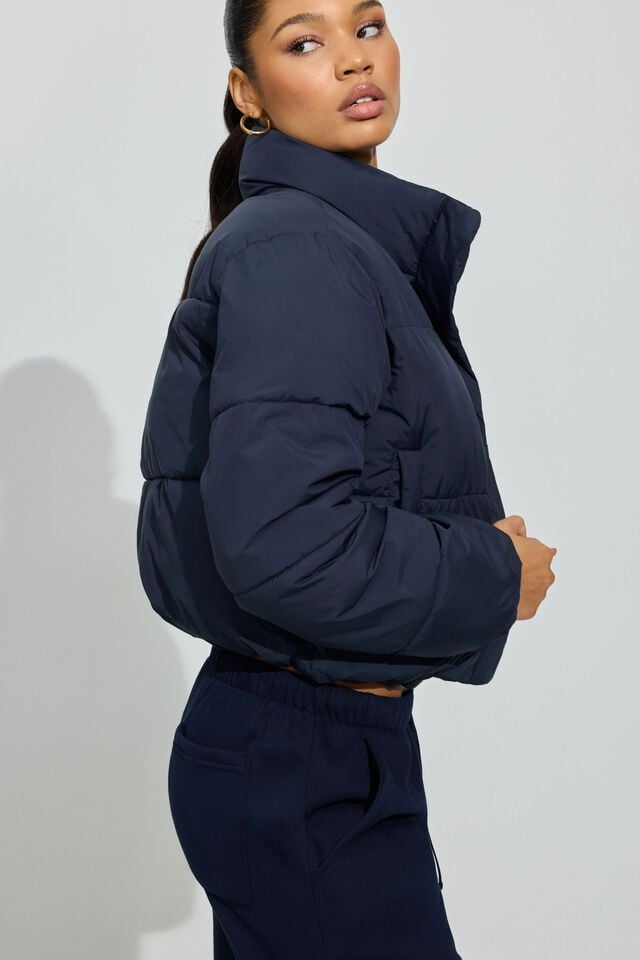 Women Garage Mini Down Jackets Blue | A-4572839