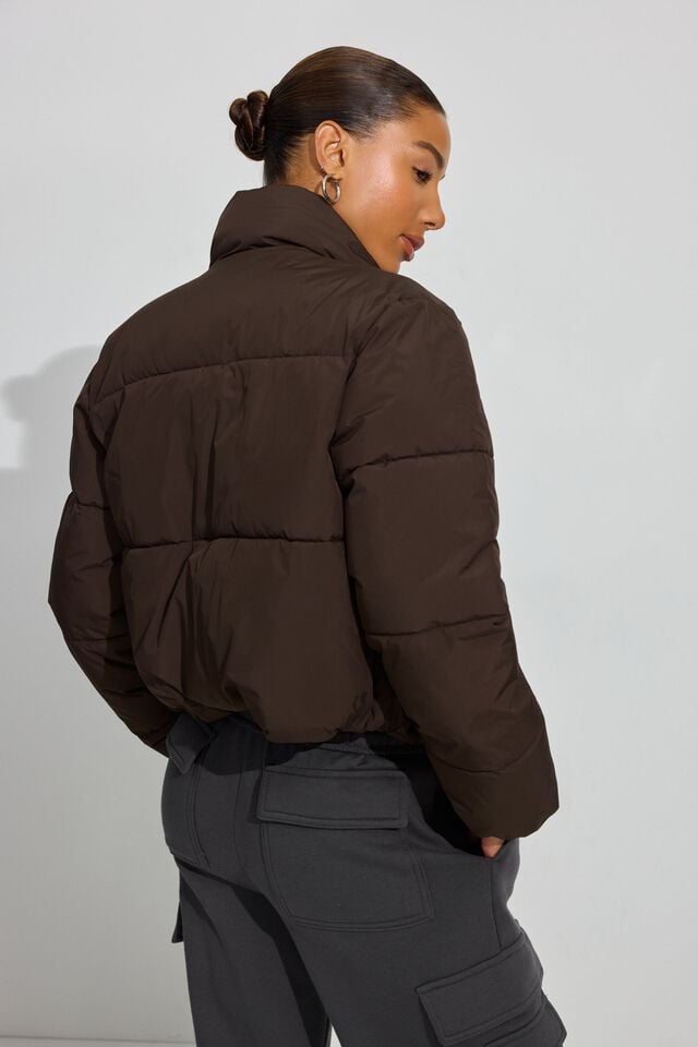 Women Garage Mini Down Jackets Brown | A-0263751