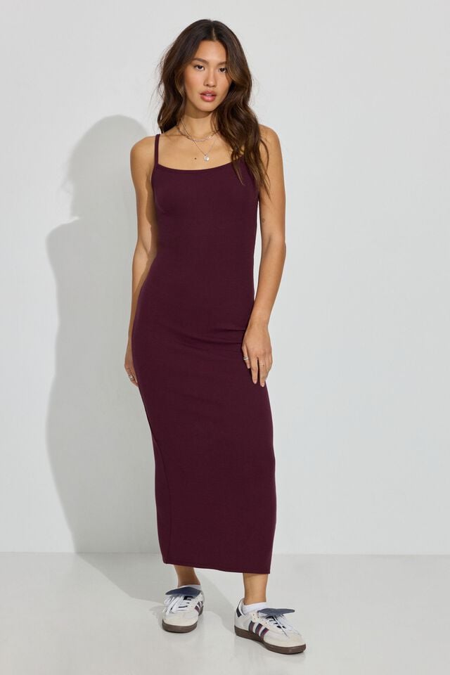 Women Garage Natalie Low Back Midi Dress Burgundy | A-3871426