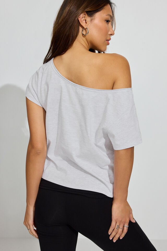 Women Garage Off Shoulder T Shirts Grey | A-0658197