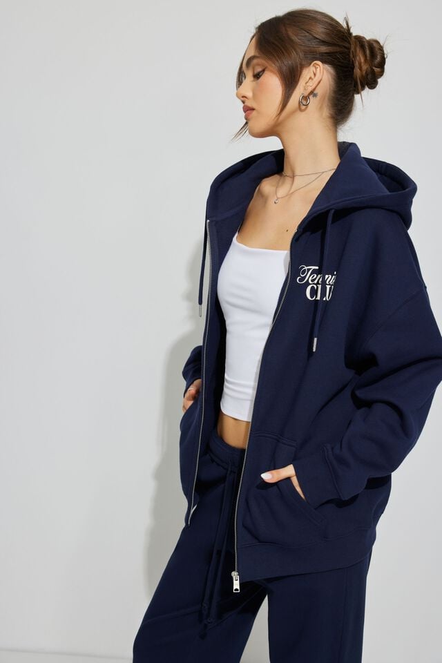 Women Garage Oversized Zippie Hoodie Blue | A-9126805