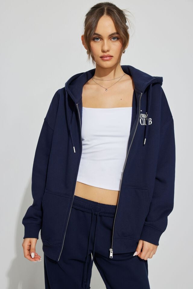 Women Garage Oversized Zippie Hoodie Blue | A-9126805