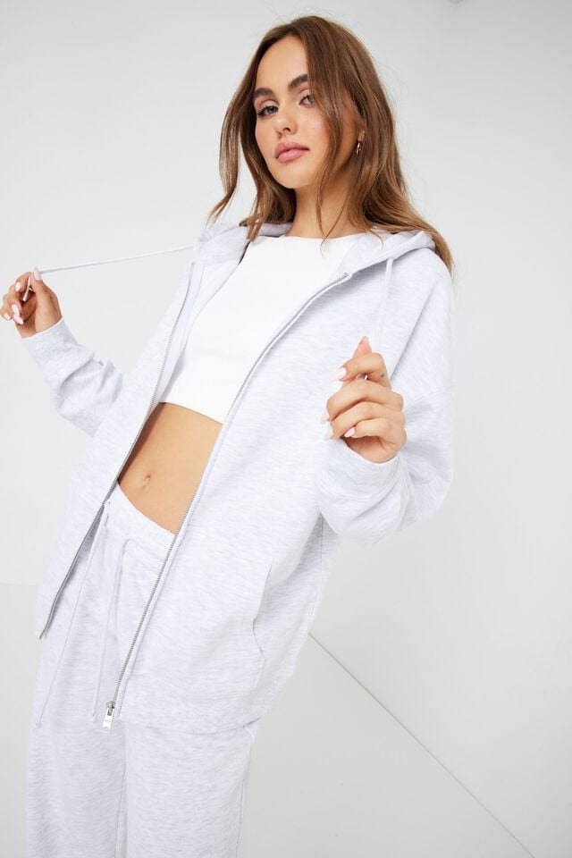 Women Garage Oversized Zippie Hoodie Grey | A-9854320