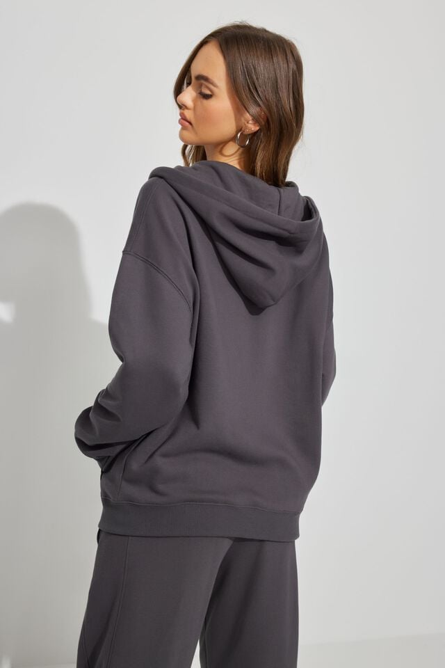 Women Garage Oversized Zippie Hoodie Grey | A-8492073