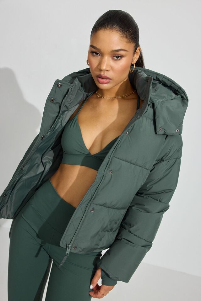 Women Garage Perfect Down Jackets Dark Green | A-2148605