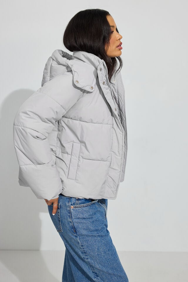 Women Garage Perfect Down Jackets Silver Grey | A-1897053