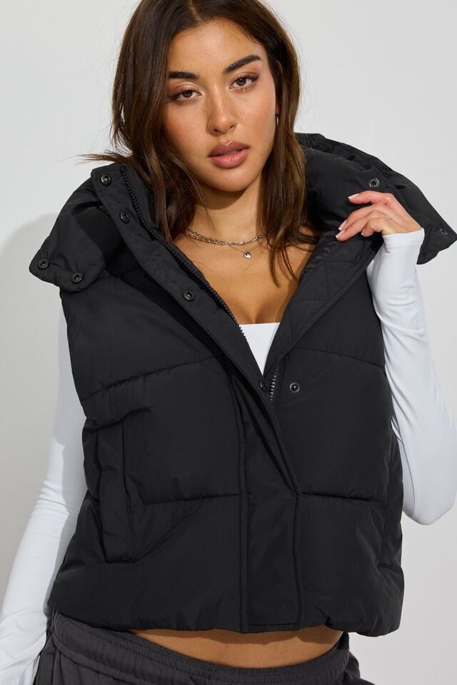 Women Garage Perfect Puffer Vest Black | A-3761205