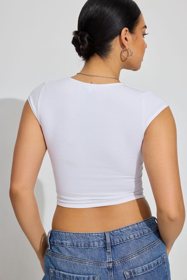 Women Garage Portia Square Neckline T Shirts White | A-0129673