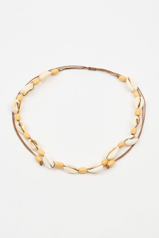 Women Garage Puca Shell Adjustable Choker Necklaces Beige | A-0152437