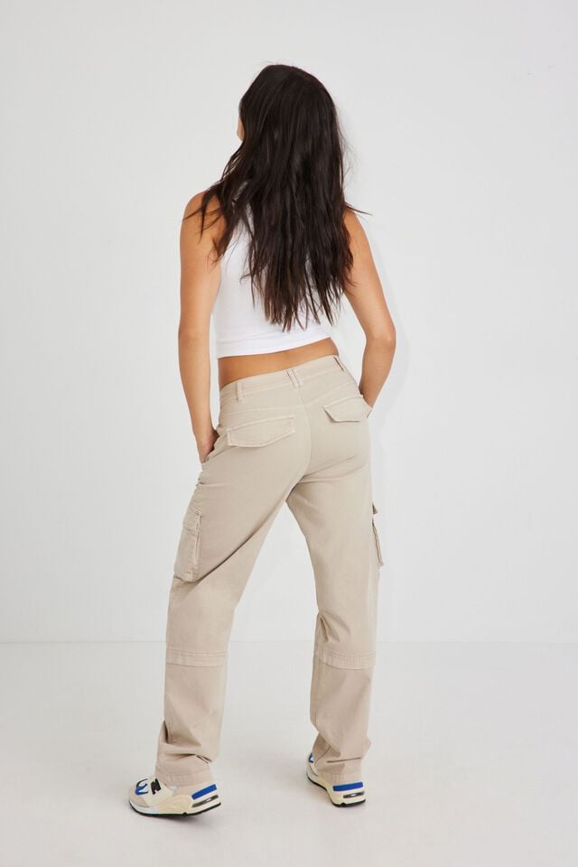 Women Garage Remi Straight Cargo Pants Beige | A-8742513