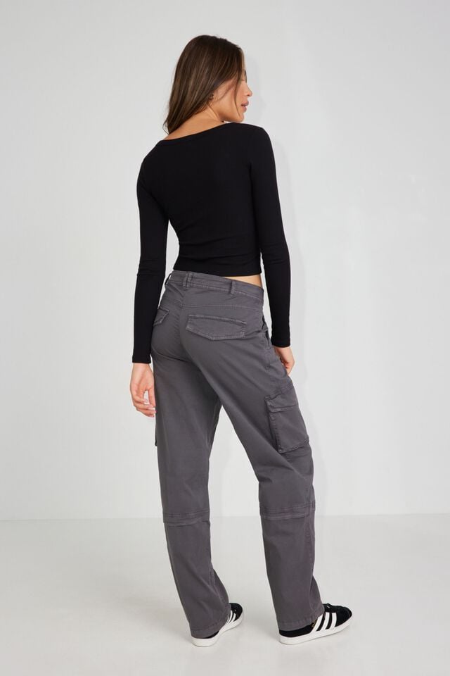 Women Garage Remi Straight Cargo Pants Grey | A-4596872