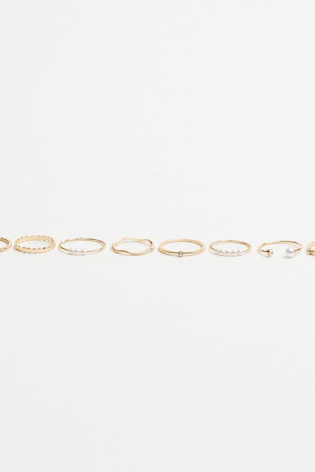 Women Garage Set Of 12 Delicate Rings White / Gold | A-0459167