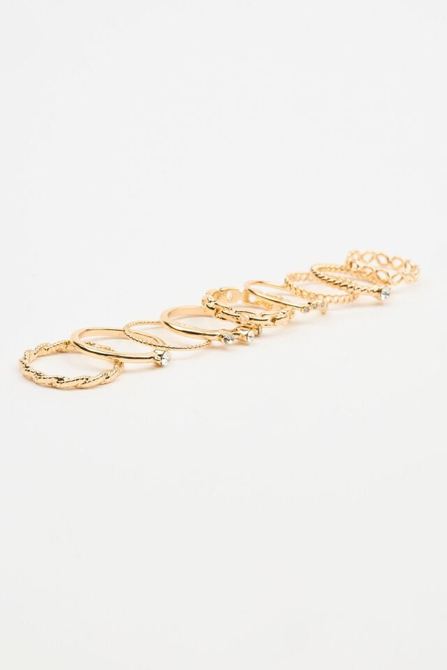 Women Garage Set Of 9 Delicate Gem Rings Gold | A-7650148