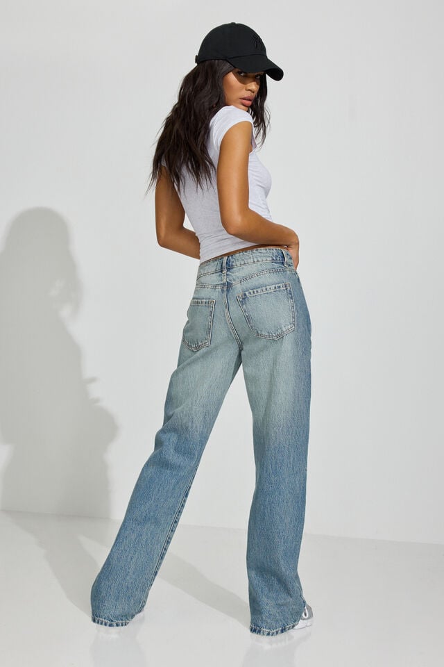 Women Garage Slouchy Jeans Blue | A-5210378