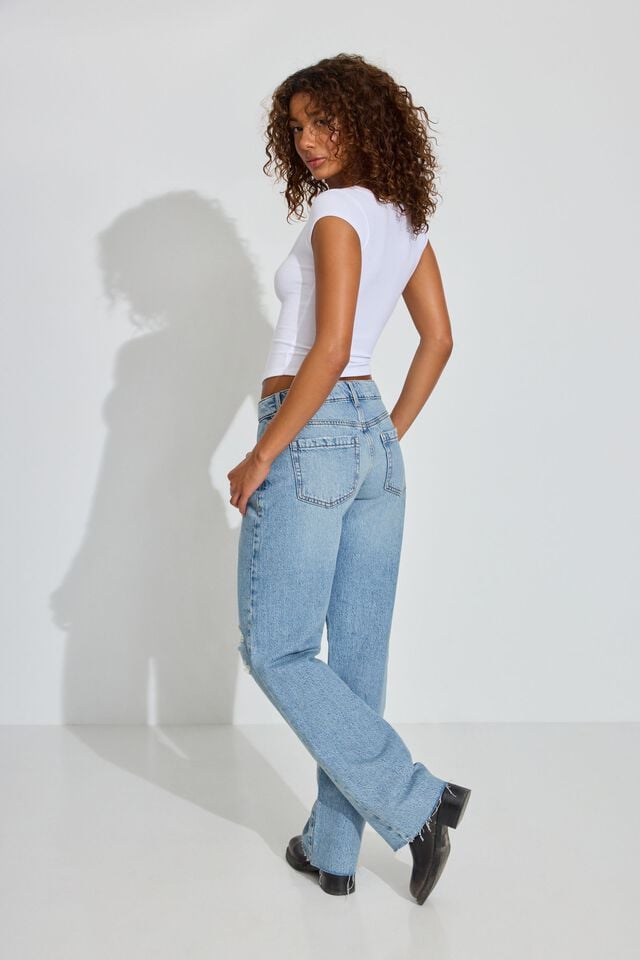 Women Garage Slouchy Jeans Blue | A-7023691