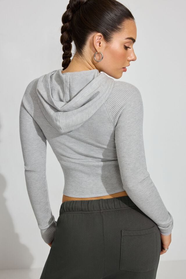 Women Garage Soft Bodycon Hoodie Grey | A-0149368