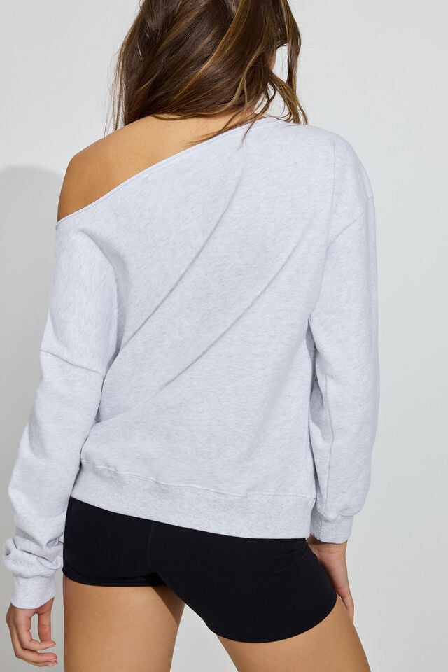 Women Garage Softterry Off Shoulder Sweatshirts Grey | A-6058321