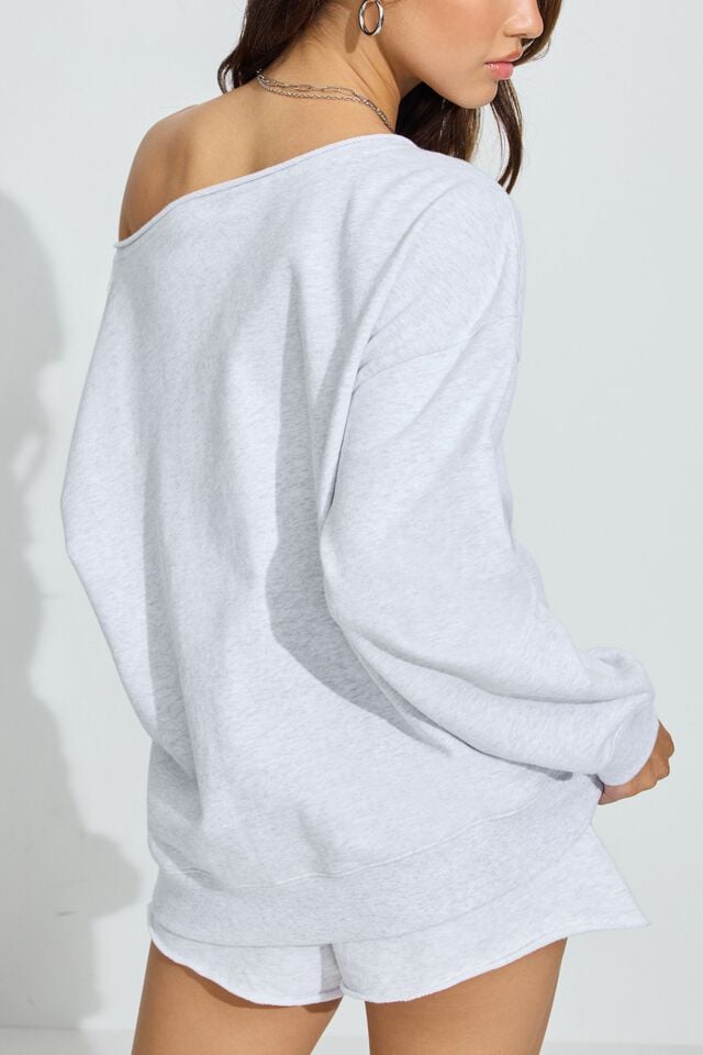 Women Garage Softterry Off Shoulder Sweatshirts Grey | A-0894631