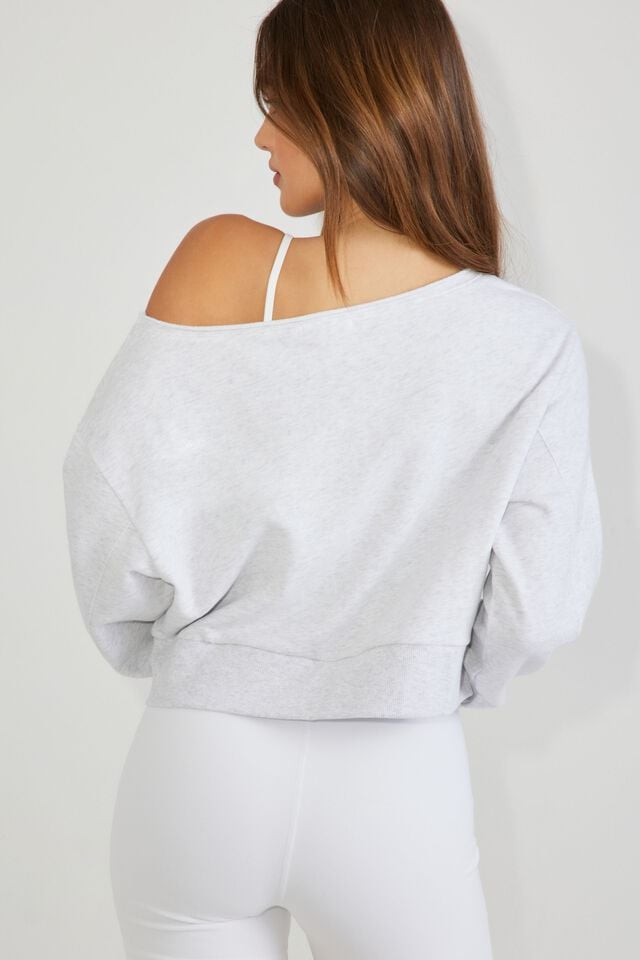 Women Garage Softterry Off Shoulder Sweatshirts Grey | A-7690243