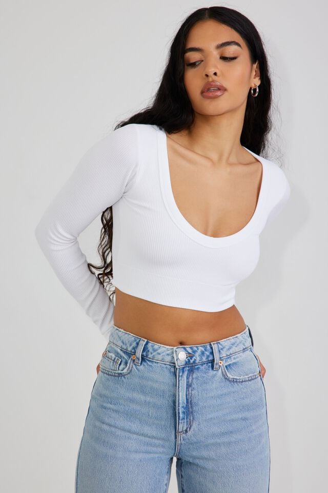 Women Garage Sonia Seamless Long Sleeve White | A-9347108