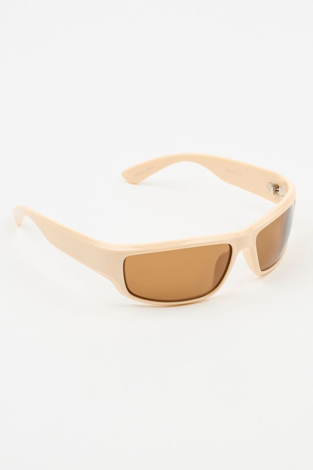 Women Garage Sporty Wrap Sunglasses Beige / Brown | A-3091682