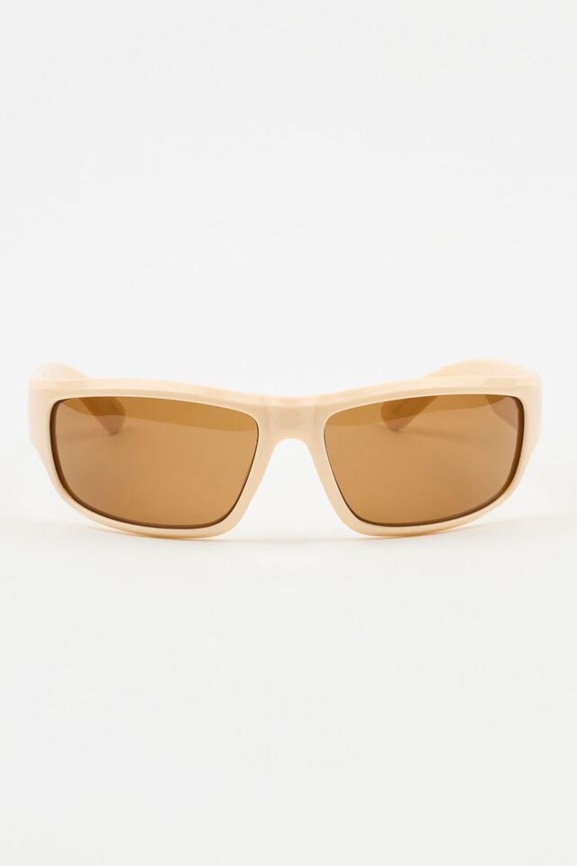 Women Garage Sporty Wrap Sunglasses Beige / Brown | A-3091682