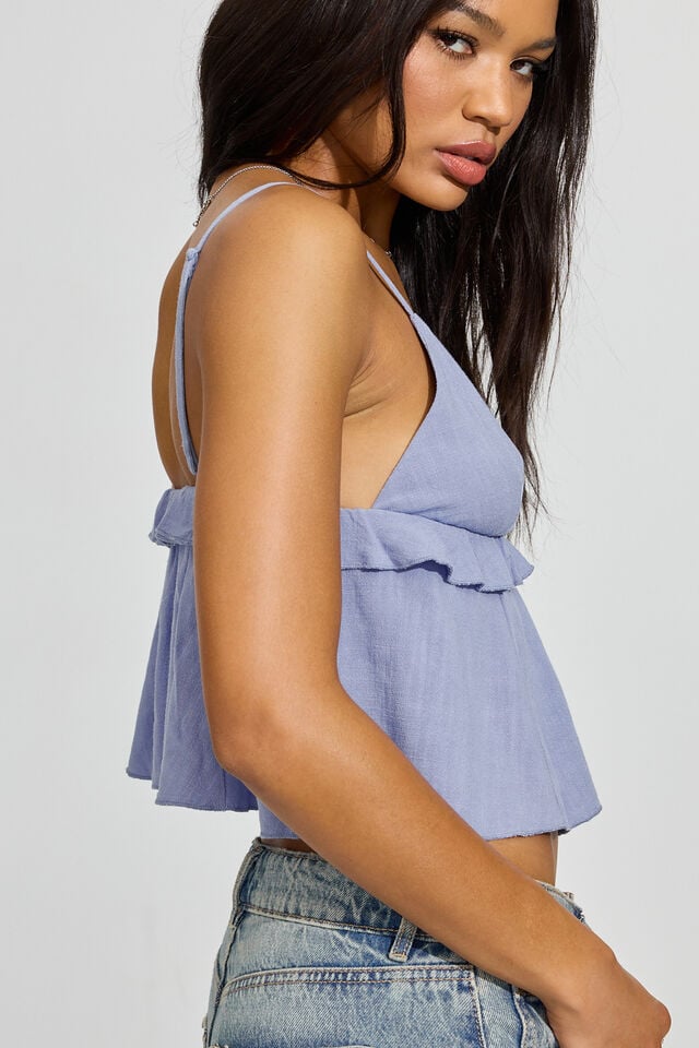 Women Garage Strappy Peplum Cami Tank Top Blue | A-6749130