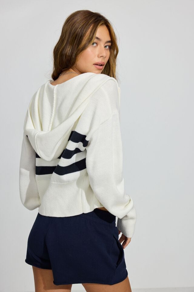 Women Garage Super Soft Boxy Hoodie White / Blue | A-3741259