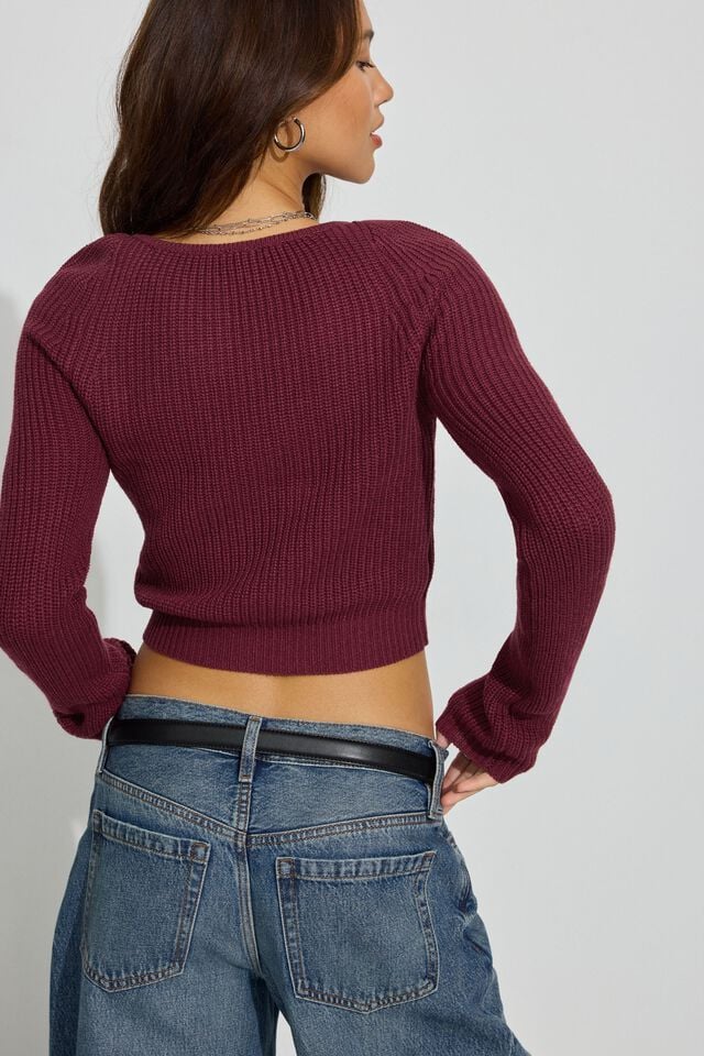 Women Garage Supersoft Crop Sweater Red | A-8671350