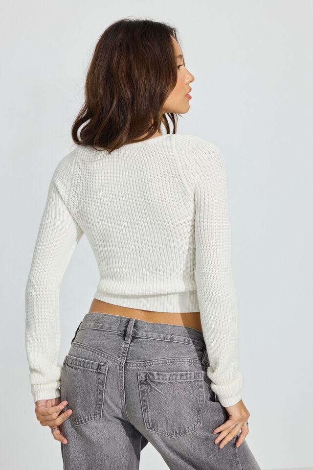 Women Garage Supersoft Crop Sweater White | A-2681953