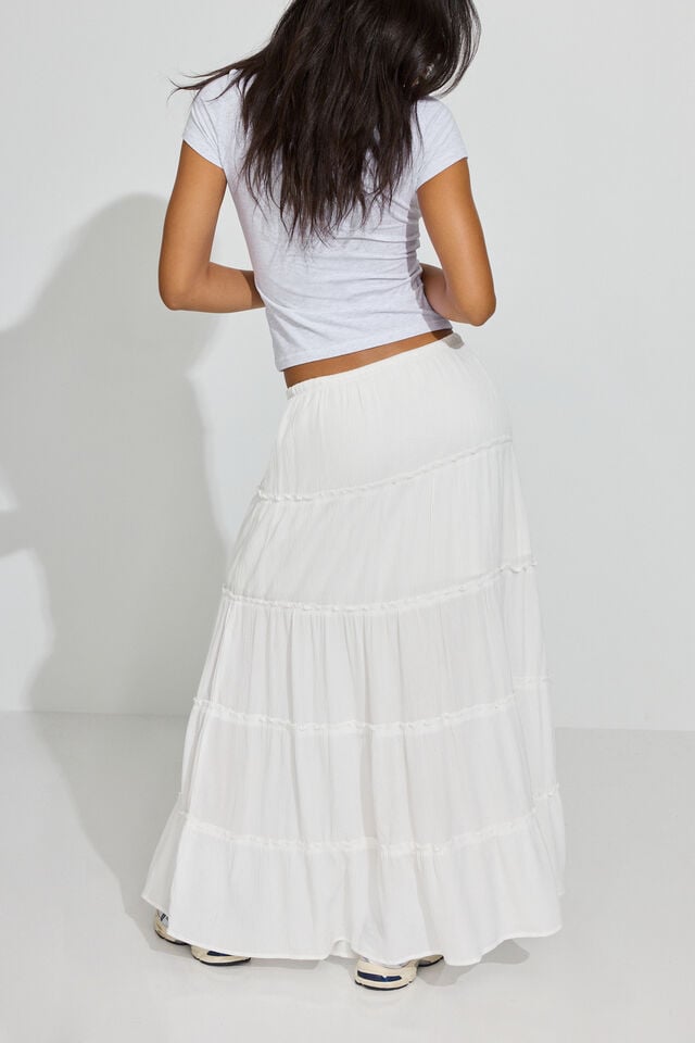 Women Garage Tiered Maxi Skirts White | A-4613287