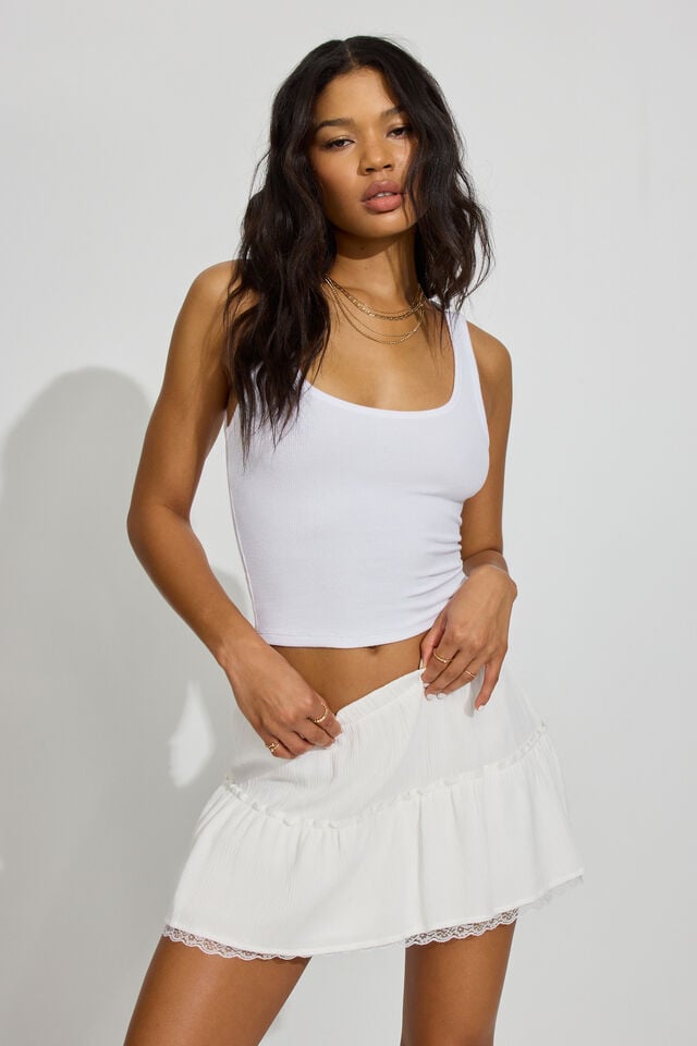 Women Garage Tiered Mini Skirts White | A-0416973