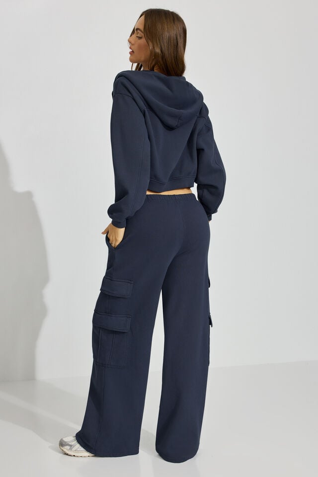 Women Garage Ultrafleece Baggy Cargo Sweatpants Blue | A-5731804