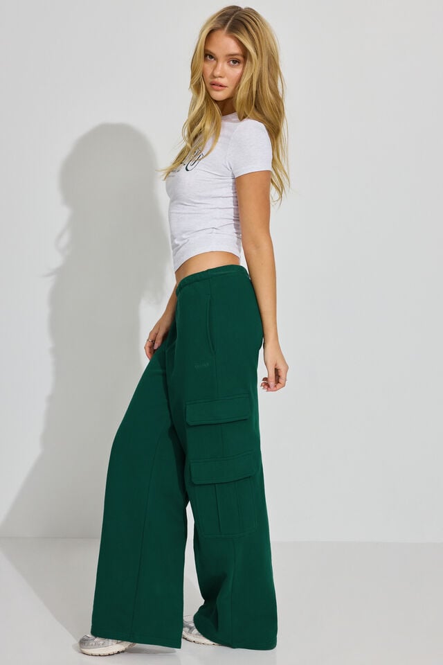 Women Garage Ultrafleece Baggy Cargo Sweatpants Green | A-2598407