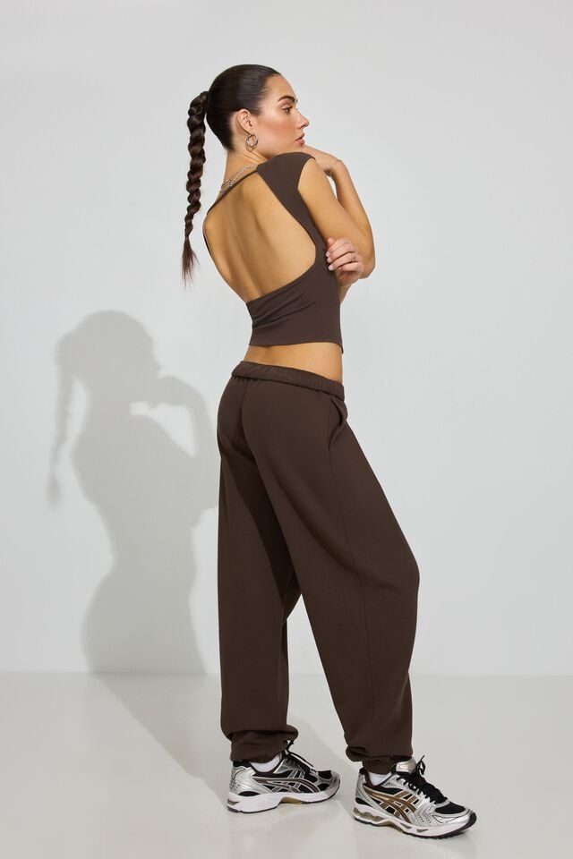 Women Garage Ultrafleece Boyfriend Sweatpants Brown | A-7561324