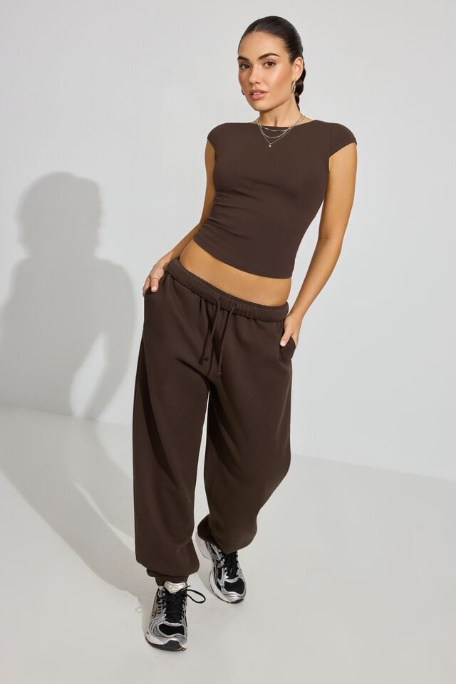 Women Garage Ultrafleece Boyfriend Sweatpants Brown | A-7561324