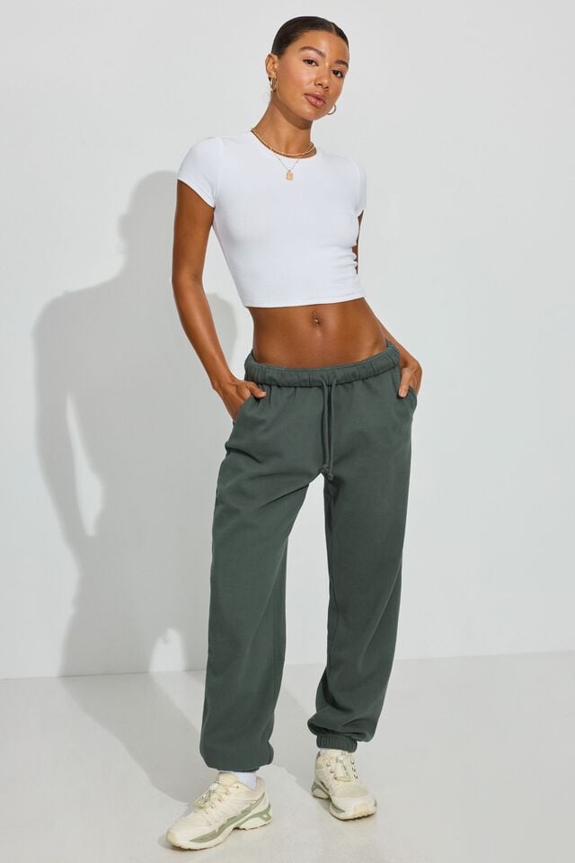 Women Garage Ultrafleece Boyfriend Sweatpants Dark Green | A-9108372