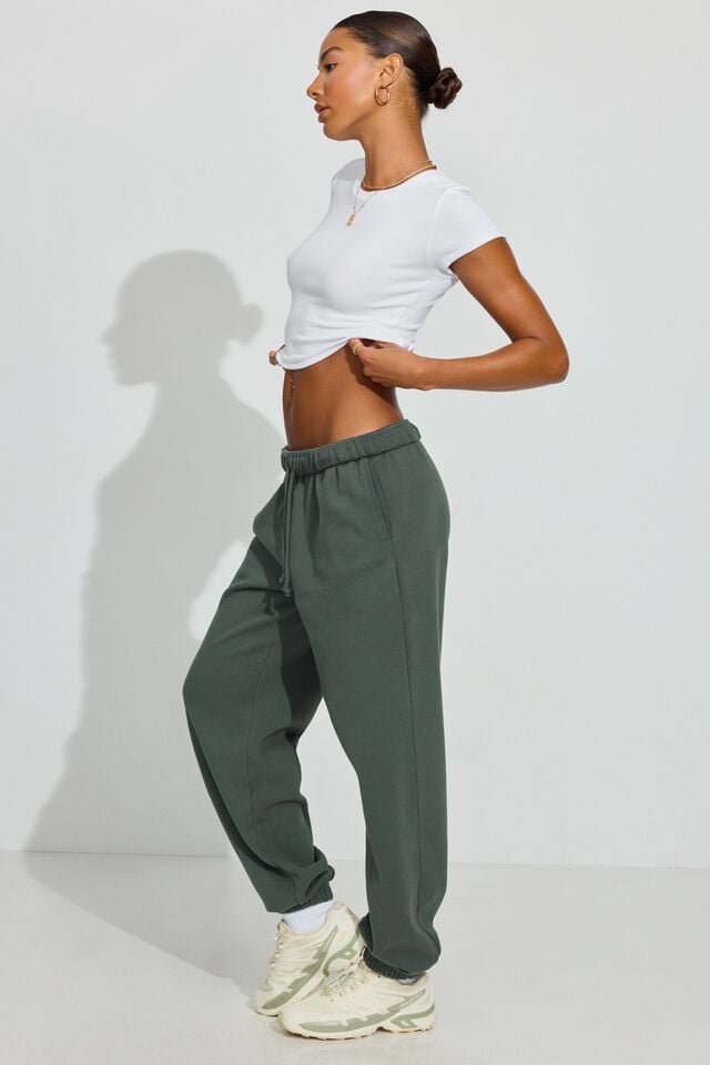 Women Garage Ultrafleece Boyfriend Sweatpants Dark Green | A-9108372