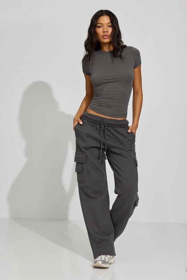 Women Garage Ultrafleece Cargo Sweatpants Grey | A-9578412