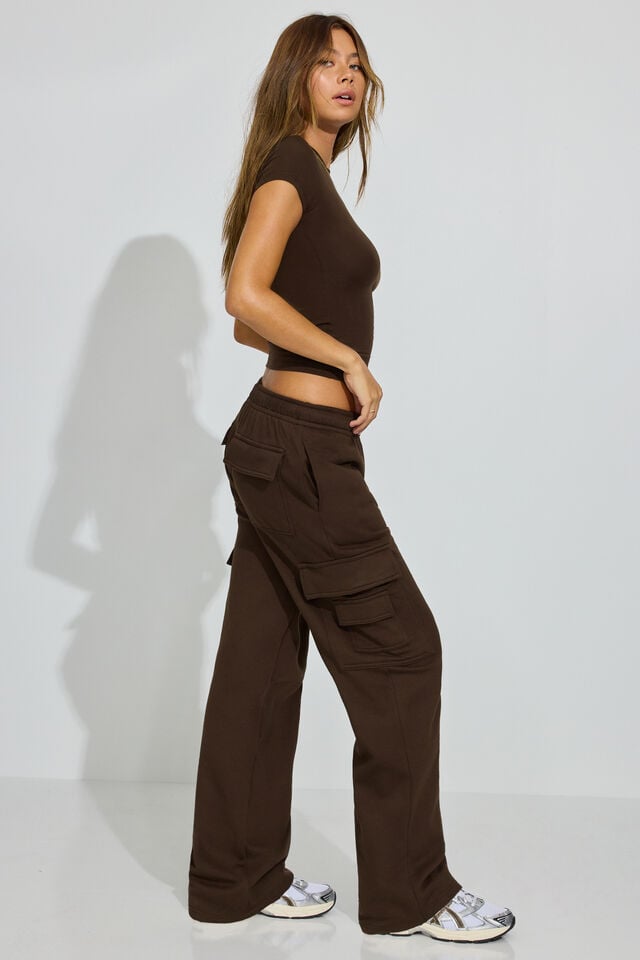 Women Garage Ultrafleece Cargo Sweatpants Brown | A-6492538