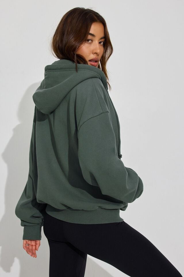 Women Garage Ultrafleece Full Zip Hoodie Dark Green | A-4059182