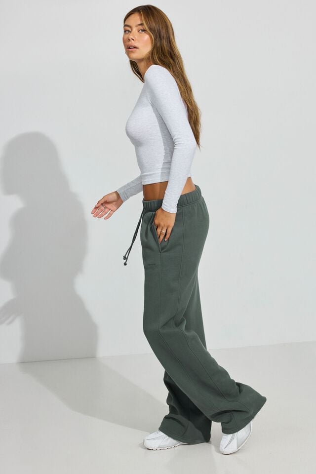 Women Garage Ultrafleece Straight Leg Sweatpants Dark Green | A-5608423