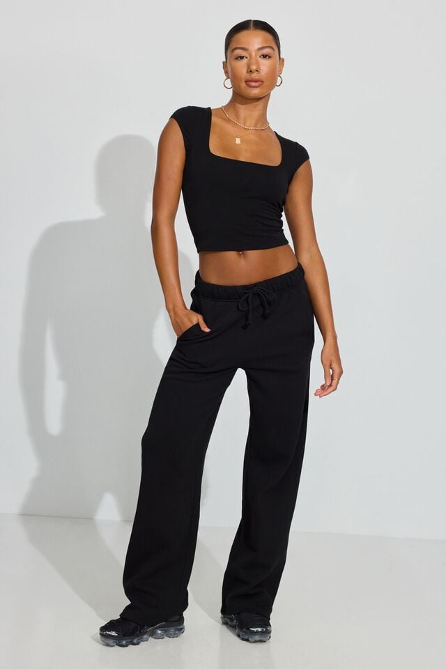 Women Garage Ultrafleece Straight Leg Sweatpants Black | A-0293415