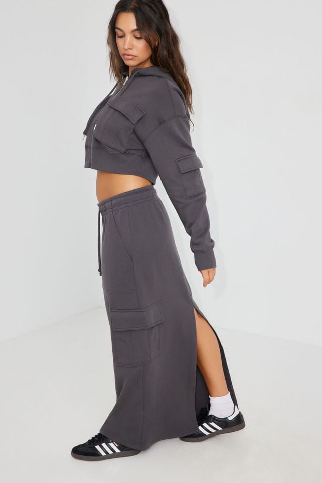 Women Garage Utility Maxi Skirts Grey | A-8071396