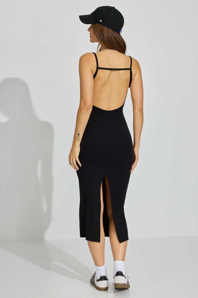 Women Garage V Neck Open Back Maxi Dress Black | A-5103784