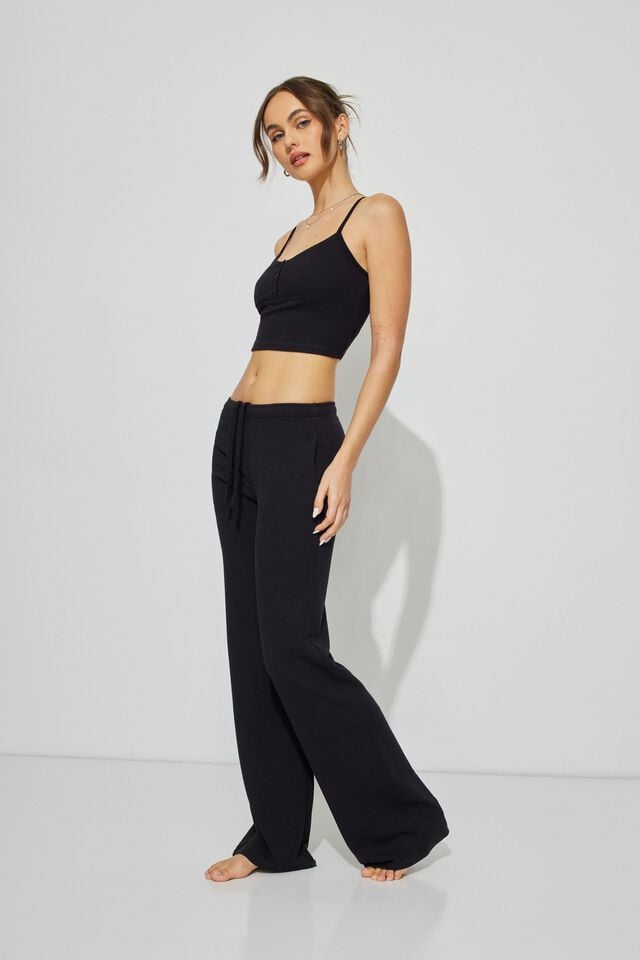 Women Garage Waffle Pant Pants Black | A-7905186