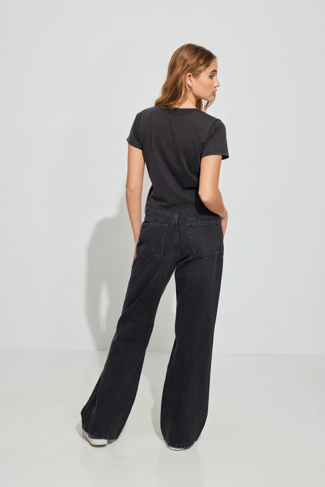 Women Garage Wide Leg Jeans Black | A-8263094